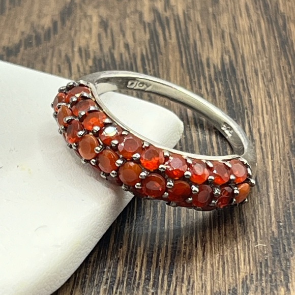 Designer DJoy 925 Sterling Silver Round Garnet Stackable Anniversary Band Ring - Picture 8 of 12